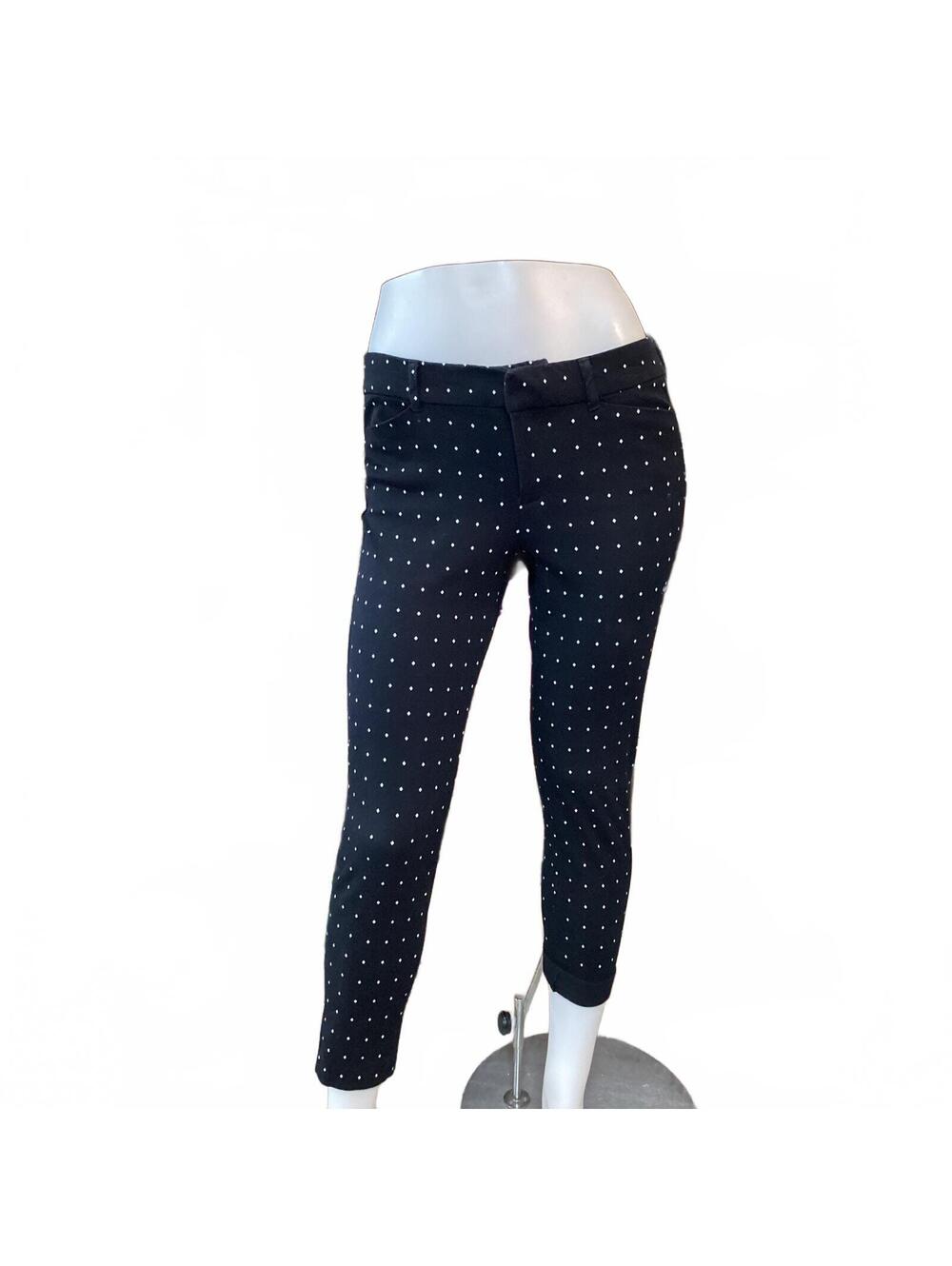 Old Navy Pixie Mid-Rise Black with white dots pants Size 8
